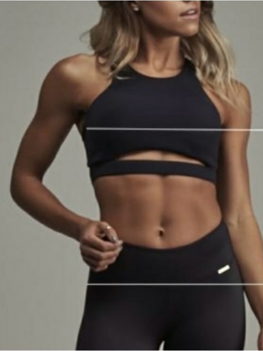 NWOT Cleo Harper Coco Bralette High-Neck Cutout Sports Bra, Black